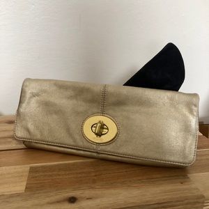 Coach Gold Leather Clutch